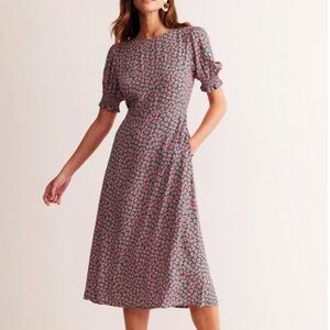 Boden Pink Floral Midi Dress